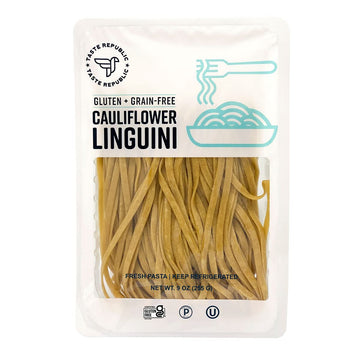 Cauliflower Linguini | Grain-Free, Gluten-Free, Kosher | Fresh Pasta | Cooks in Just 3 Minutes | Taste Republic | Frozen | 9oz (