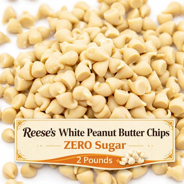 Reese White Peanut Butter Chips Zero Sugar Peanut Butter Baking Chips -2 Lb - Gluten Free With No Artificial Colors Or Preservatives, Perfect For Baking And Stocking Stuffers And Great For Sharing Enjoy Anywhere And Anytime