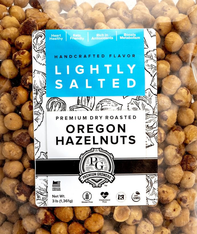 Oregon Farm To Table - Hazelnuts From Premium Growers - Dry Roasted - Lightly Salted – Kosher Certified (3Lb, Lightly Salted)