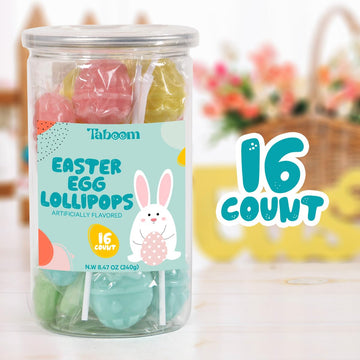 Egg Shaped Lollipops For Kids, School And Party Favor Bag Fillers - Bulk Easter Candy Individually Wrapped Suckers For Easter Basket Stuffers And Spare Time Indulgence, 16 Count