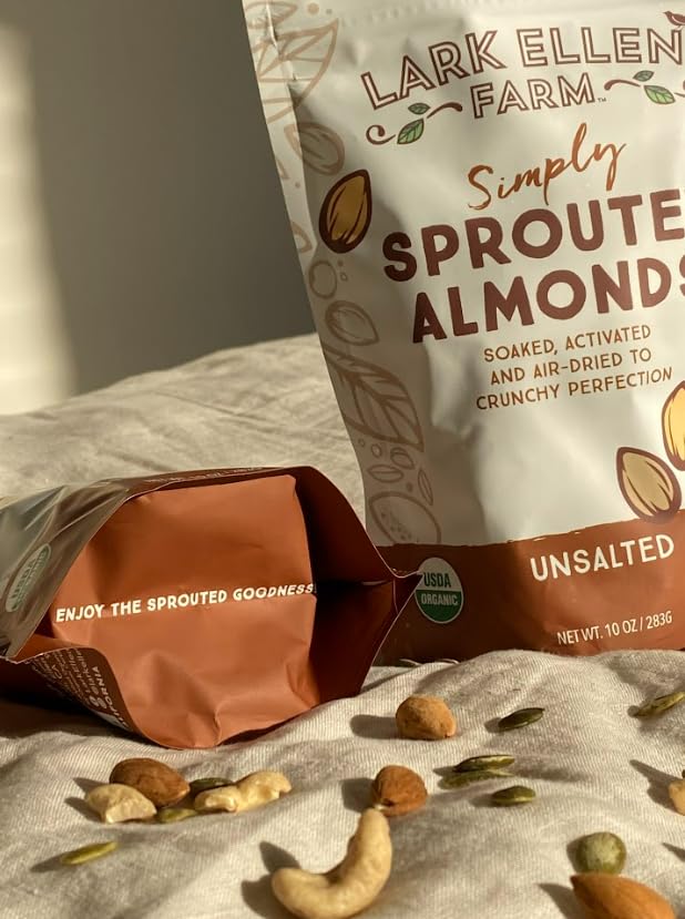 Lark Ellen Farm Raw Almonds, Sprouted Unsalted, Steam Pasteurized, Certified Usda Organic, Gluten-Free Whole Shelled California