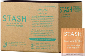 Stash Tea Decaf Vanilla Chai Black Tea Box of 100 Tea Bags