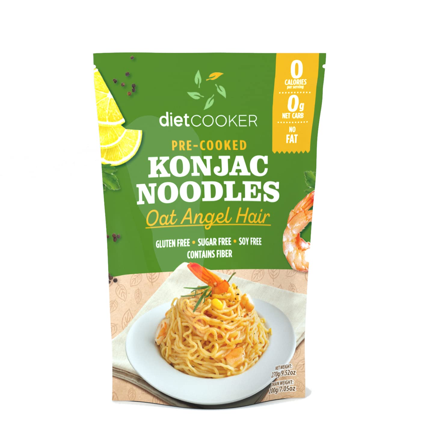 DIET COOKER Konjac Noodles, Keto & Vegan Friendly, Low Calorie Pasta, 9.52 Ounce (Pack of 6)