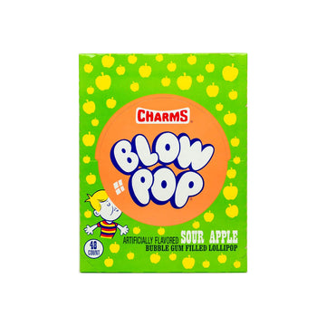 Charms Blow Pops, Sour Apple Flavor, 48 Count (Pack Of 1)