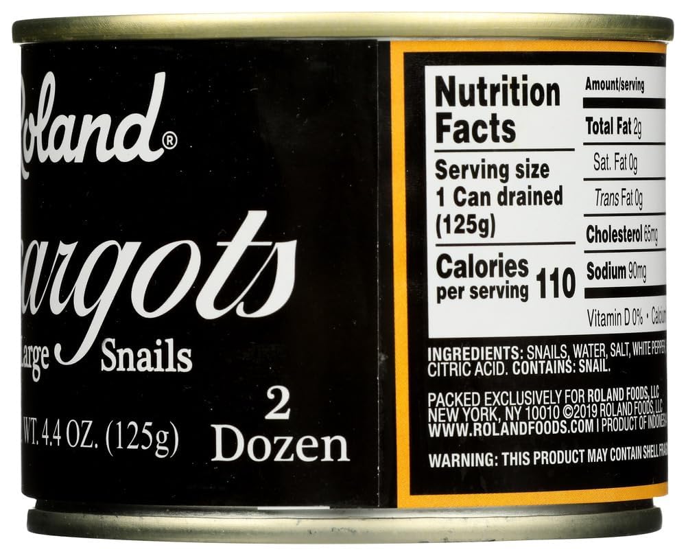 Roland Very Large Escargot Snails, 7.75 oz Can - Gourmet Snails for Cooking and Recipes