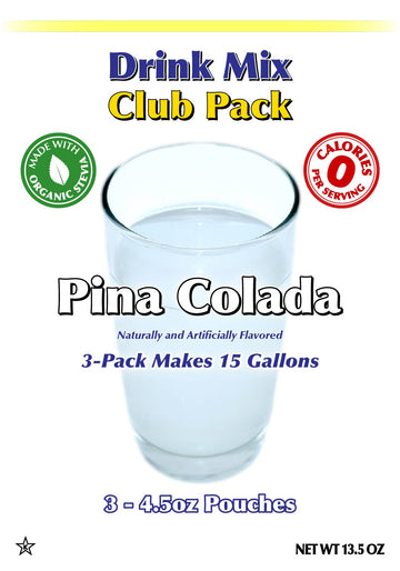 Gramzero Pina Colada Zero Calorie Sugar Free Drink Mix, Great For Nutrition Club Loaded Teas, Stevia Sweetened