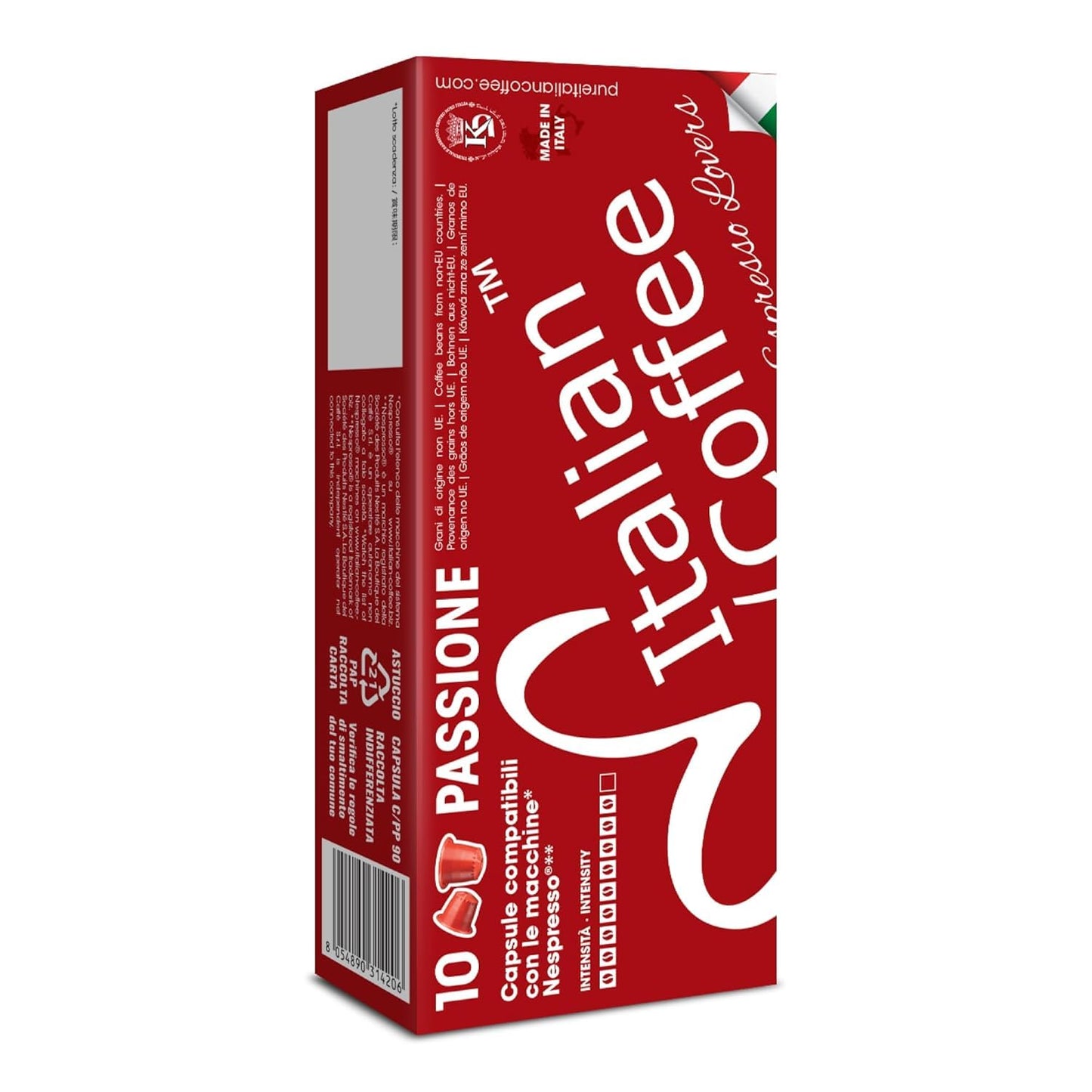 Italian Coffee For Espresso Lovers Capsules Compatible With Nespresso Original Line Machines, Regular Pods (100 Count (Pack Of 1), Passione Regular)