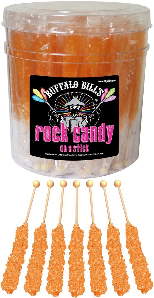 Buffalo Bills Orange Rock Candy On A Stick (36-Ct Tub Orange Colored Rock Candy Crystal Sticks)