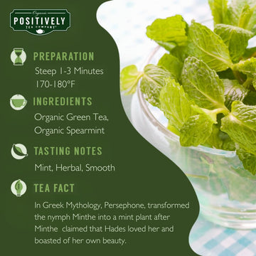 Organic Positively Tea Company, Spearmint Green Tea Bags, 20 Count