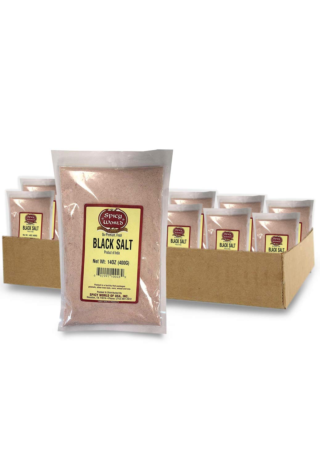 Spicy World Indian Black Salt 14 oz - Pure, Unrefined, & Natural (Kala Namak) (Pack of 12)
