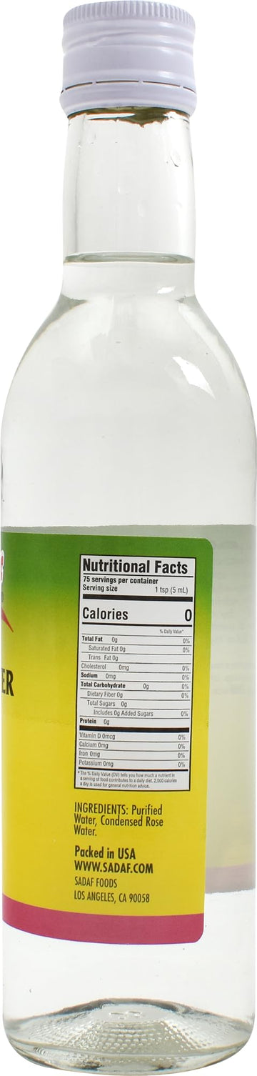 Sadaf Natural Rose Water - Food Grade for Cooking & Baking - 12.7 Fl Oz - Clear