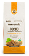 BareOrganics Artisan Ground FOCUS Bagged Coffee with Superfoods, Medium Roast, Non-GMO & Gluten-free, Ginkgo, Ashwagandha & Lion