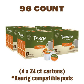 Panera Bread Caramel Light Roast Coffee, Single Serve 96 Count Pods (4 Packs Of 24)