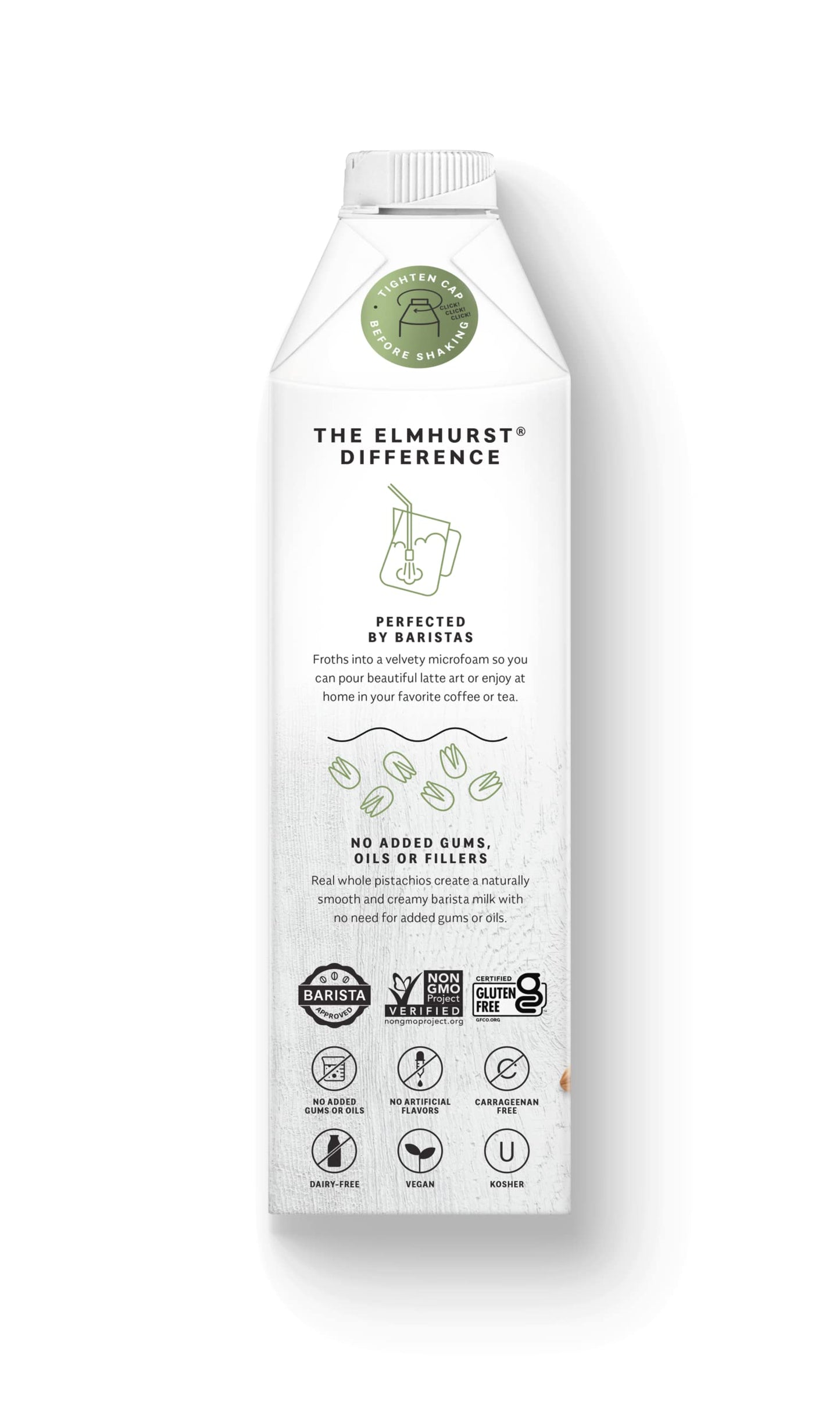 Elmhurst 1925 Barista Edition Pistachio Milk, Plant-Based, Vegan, 32 Ounce (Pack Of 6)