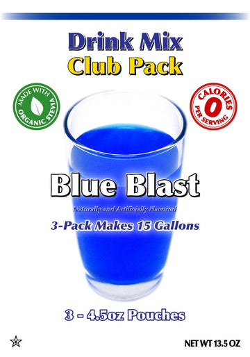 GramZero Blue Blast Zero Calorie Sugar Free Drink Mix, Great For Nutrition Club Loaded Teas, Stevia Sweetened