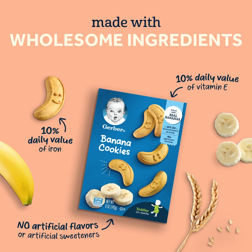 Gerber Vanilla Lil Biscuits for Baby, 4.44 Ounce (Pack of 8) - Healthy Snacks for Infants and Toddlers