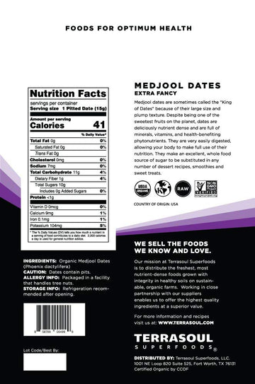 Terrasoul Superfoods Organic Medjool Dates 4 Lbs - Soft Chewy Texture | Sweet Caramel Flavor | Farm Fresh