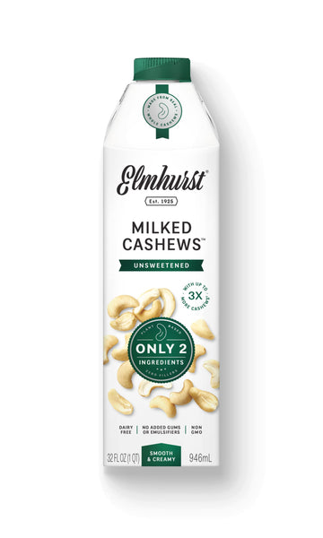 Elmhurst 1925 Cashew Milk, Unsweetened Cashew Milk, Shelf Stable Cashew Milk, Vegan, Kosher, Nondairy, Sugar Free, Non Gmo, Plan
