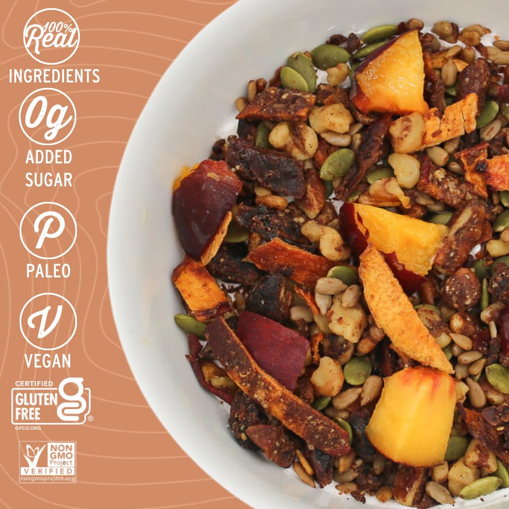 Wildway Keto Granola | Peach Pecan | Grain-Free, Certified Gluten-Free Cereal | Vegan, Low Carb | No Sugar Added | Paleo-Friendl