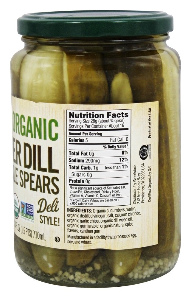 Woodstock Organic Pickles - Kosher Dill - Spears - Case of 6 - 24 oz.