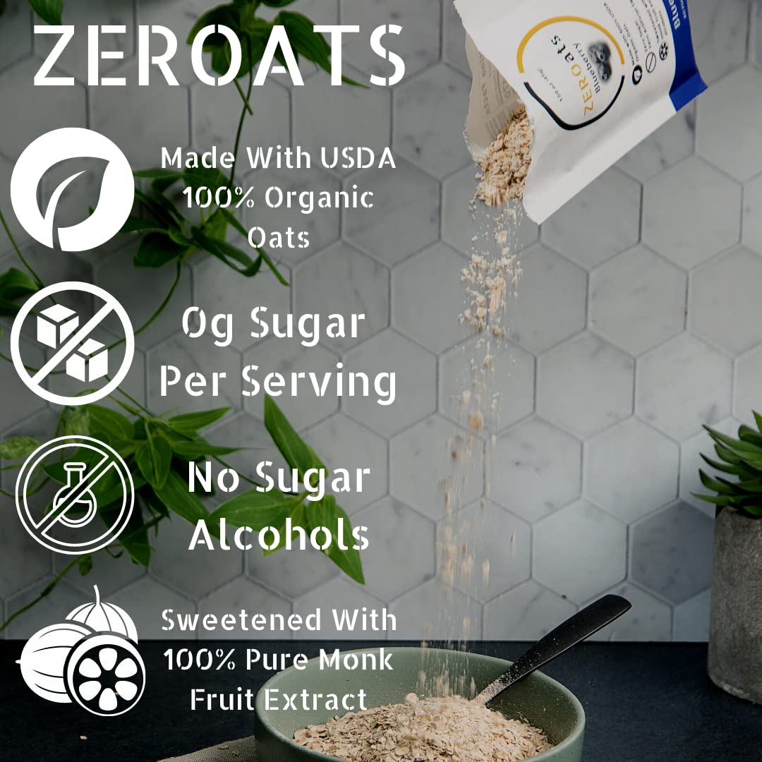 ZEROats Organic Oatmeal - Zero Sugar, Vegan Oats, Sweetened With Monk Fruit (Variety 12 Pack)
