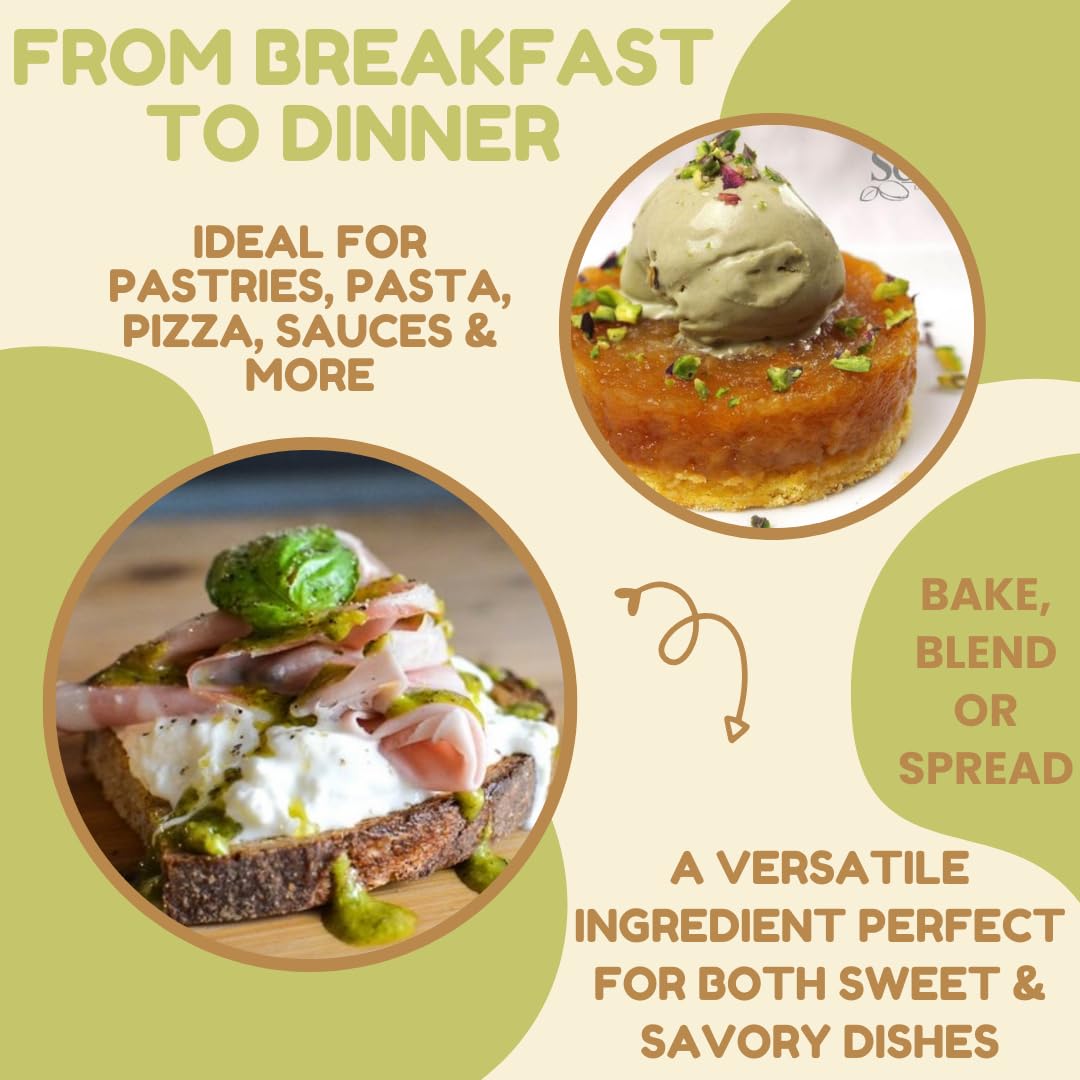 Alma Gourmet 100% Pistachio Butter Spread - Pure Pistachio Cream Paste Imported From Sicily, Italy - 100% Italian Pistachios -On