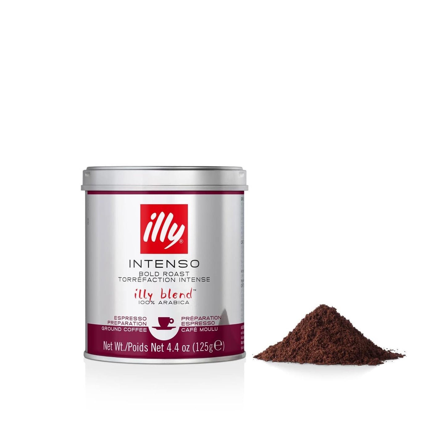 Illy Ground Coffee Espresso - 100% Arabica Coffee Ground – Intenso Dark Roast – Warm Notes Of Cocoa & Dried Fruit - Rich Aromatic Profile - Precise Roast - No Preservatives – 4.4 Ounce
