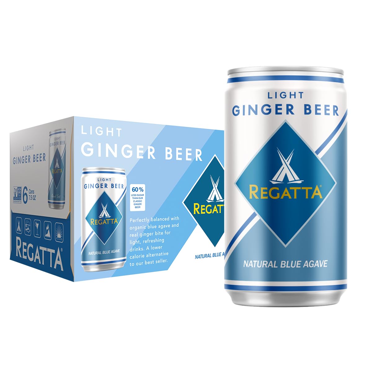 Regatta Craft Mixers Light Ginger malt-inspired, All-Natural Ingredients, 7.5oz Cans, Pack of 24