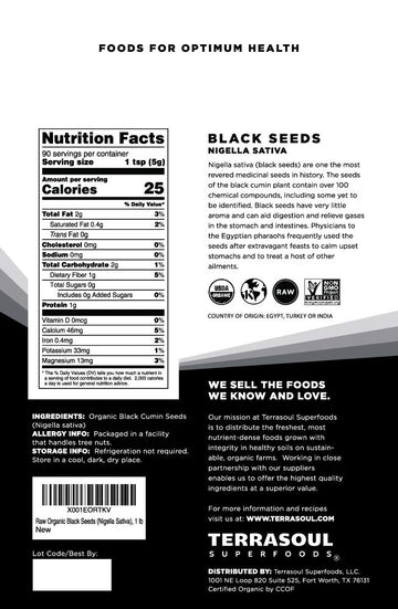 Terrasoul Superfoods Organic Black Cumin Seeds, 2 lbs - Nigella Sativa for Digestive Health & Immunity Boost