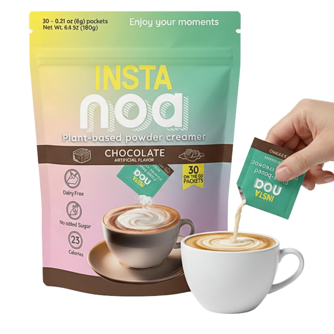 Noa Plant-Based Powder Coffee Creamer - Dairy-Free Coconut & Chocolate Falvor - No Sugar Vegan Keto-Friendly Instant Non-Dairy Coffee Enhancer 30 Sachets Of 6G