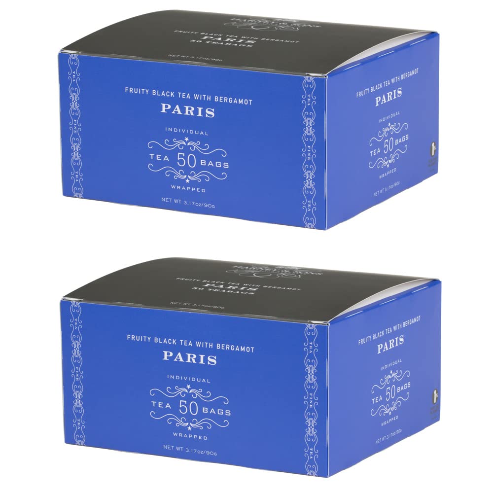 Harney & Sons Paris Tea Bags - Box Of 50 Tea Bags (Pack Of 2) Fruity Black Tea With Bergamot