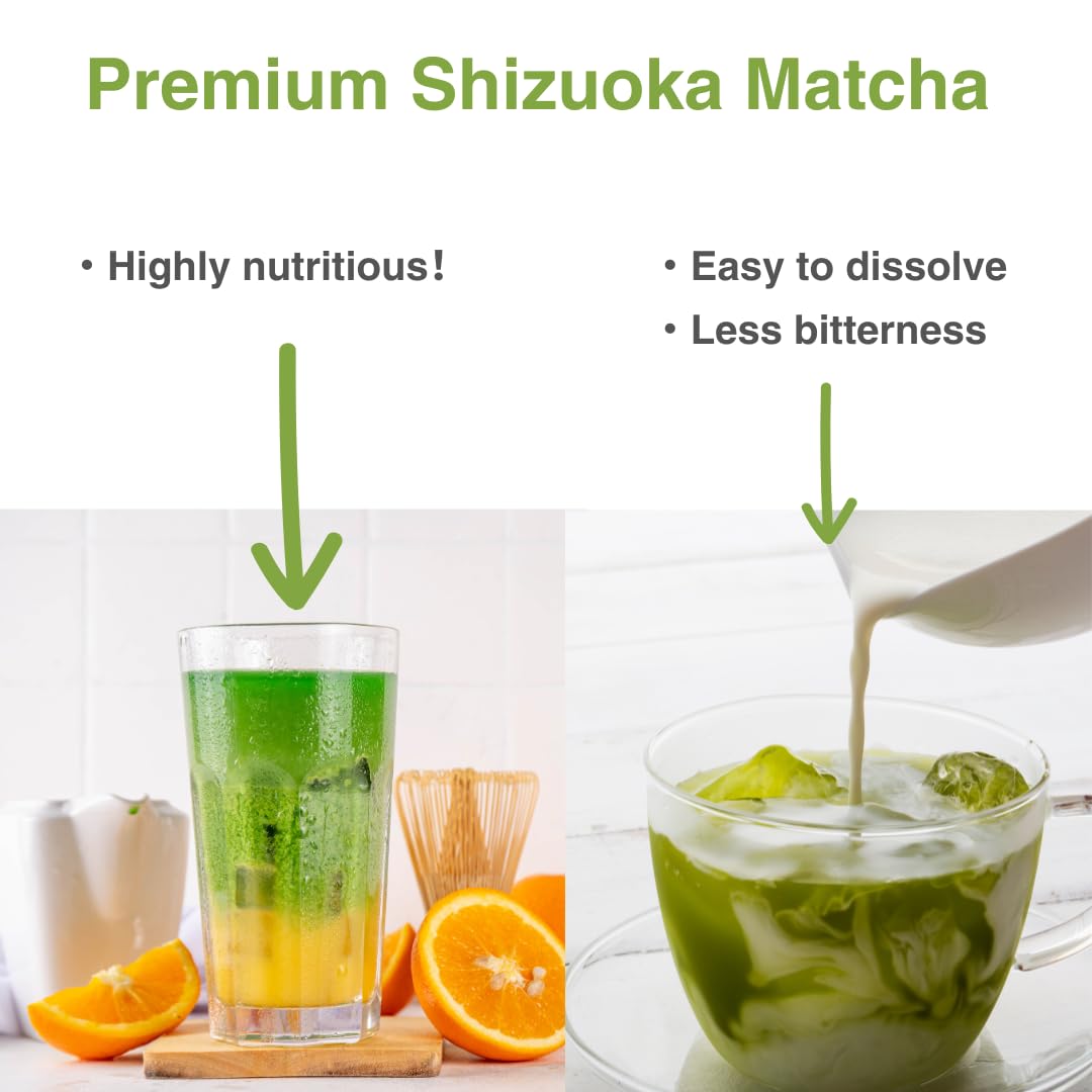 Pure Japanese High Grade Matcha Powder - 50 Grams - Less Bitterness Matcha Powder Green Tea Powder, From Shizuoka, Japan Kanemat