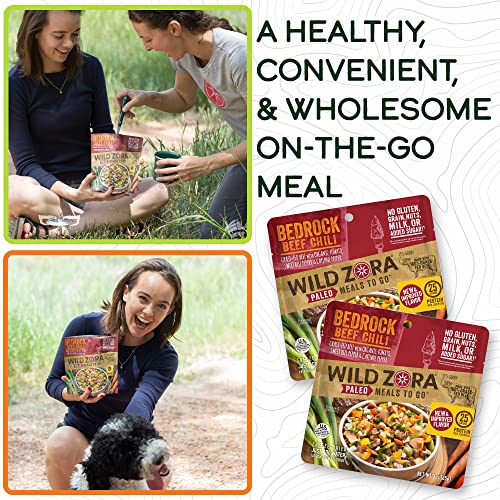Wild Zora Paleo Freeze Dried Meals For Backpacking & Camping - Healthy Gluten Free & Grain Free Camping Meals/Backpacking Food + No Added Sugar - Great For Travel (Bedrock Beef Chili 2-Pack)