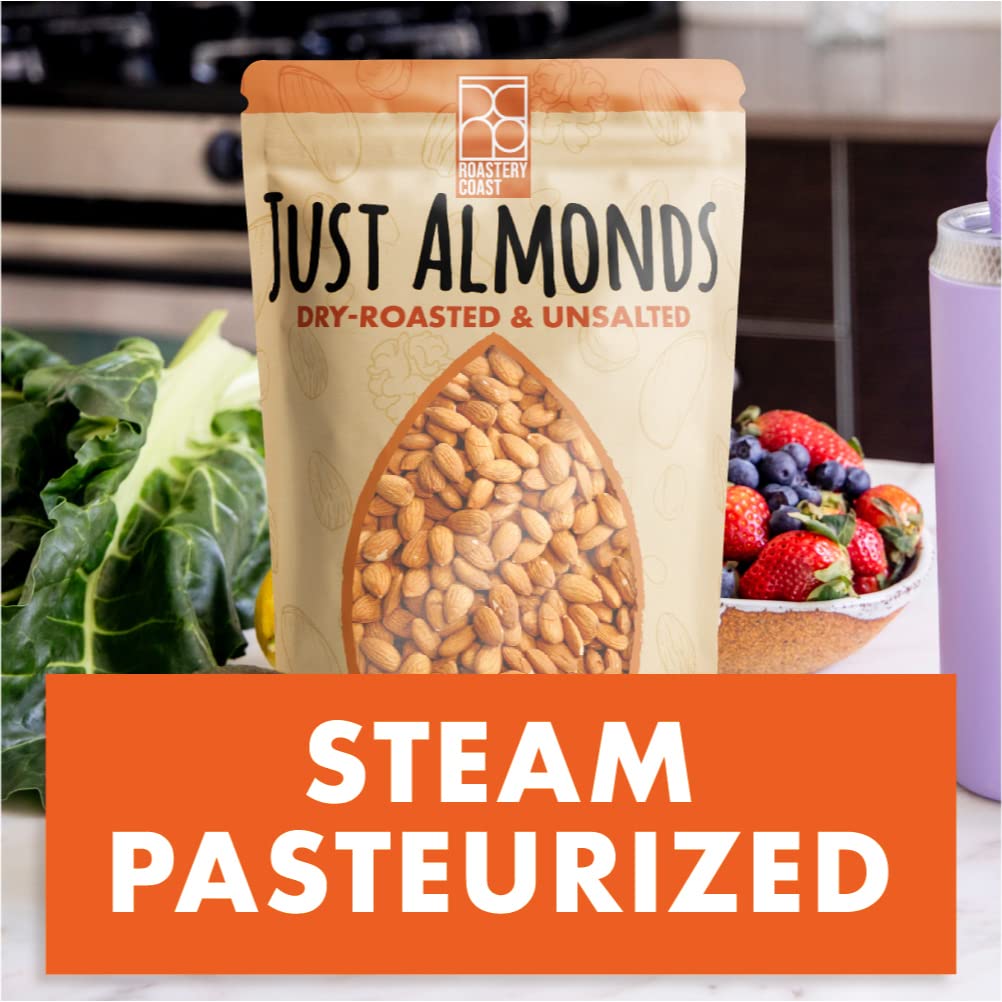 Roastery Coast - Daily Nuts Just Roasted Almonds | Almonds Bulk 3 Lb | Unsalted Nuts| Slow Dry Roasted | Steam Pasteurized | Pla