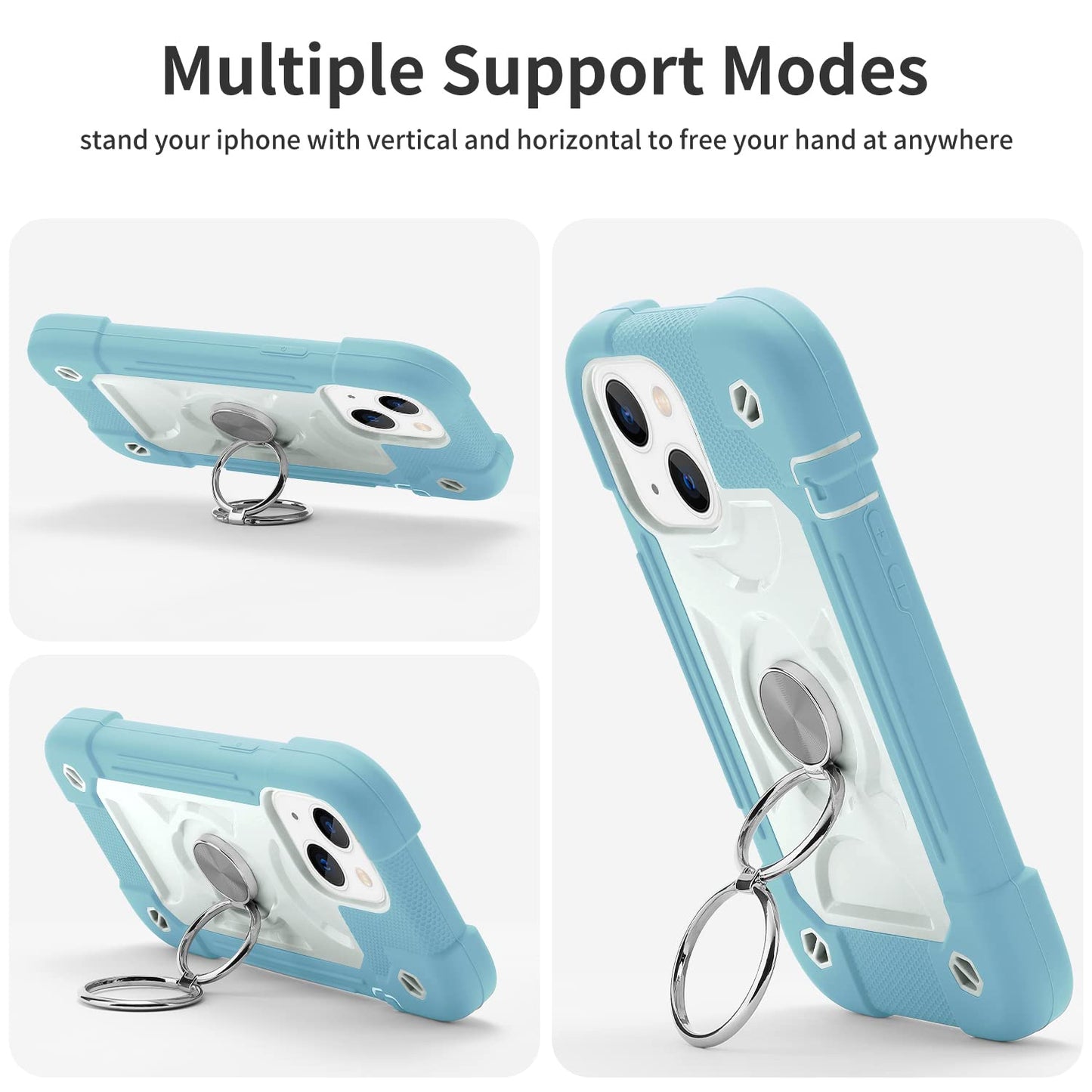 Markill Compatible With Iphone 14 Caseiphone 13 Case 61 Inch With Built-In 360Arotating Ring Stand, Military Grade Drop Protecti