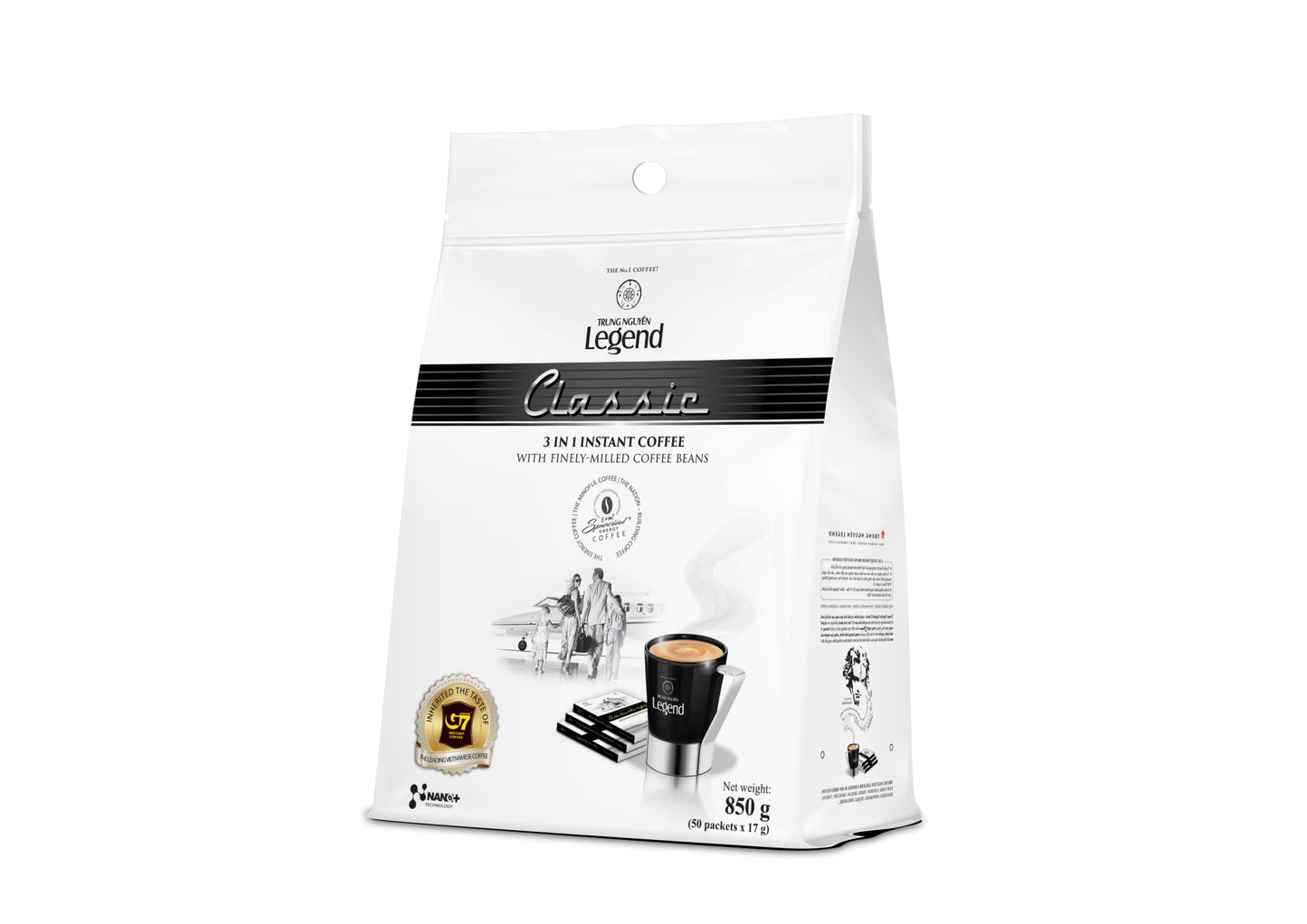 Trung Nguyen Legend - Classic - 3 In 1 Premium Instant Coffee - Finely Milled Coffee Beans, Non-Dairy Creamer, & Sugar - Strong