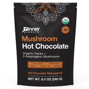Organic Mushroom Hot Chocolate - Ceremonial Cacao With 5 Mushrooms (Lion'S Mane, Cordyceps, Chaga, Reishi, Turkey Tail) - Great