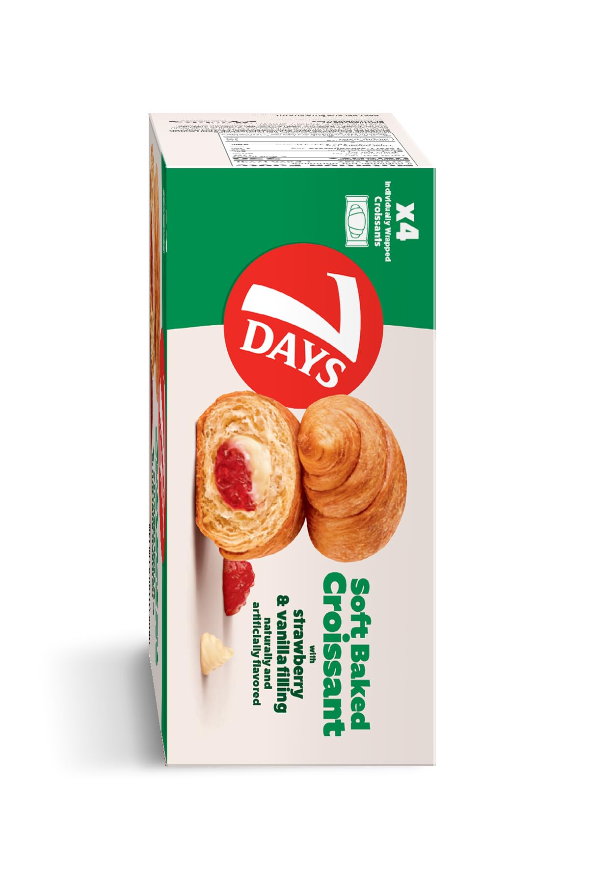 7Days Soft Croissant Multipacks (16 Pack), Strawberry Vanilla, 4 Boxes, Non-GMO Breakfast Pastry (2.12oz, Pack of 16)