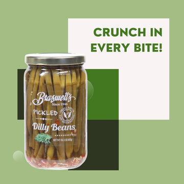 Braswells Pickled Dilly Beans - Crunchy, Flavorful Snack - 16 oz Jar