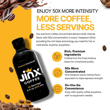 Jinx Coffee Concentrate – Cold Brew Coffee, 50x Stronger, 8 Fl Oz, Perfect for Hot or Iced Drinks, Model: jinxcoffeeconcentrate