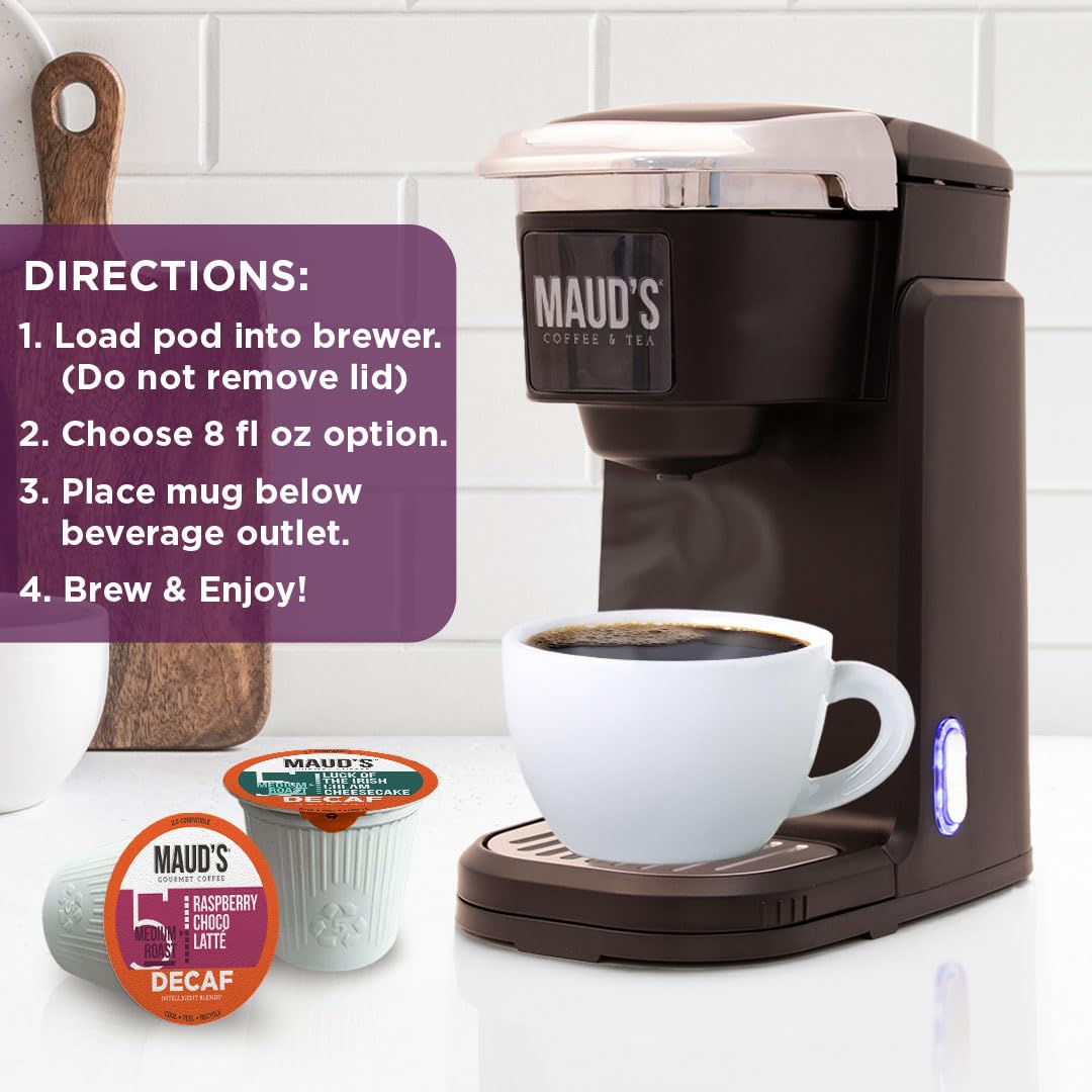 Mauds Flavored Decaf Coffee Pods Variety Pack 80ct | 14 Assorted Blends | 100% Arabica Flavored Coffee | Solar Energy Produced Recyclable Single Serve Coffee Pods Compatible with Keurig K-Cup malt-inspired
