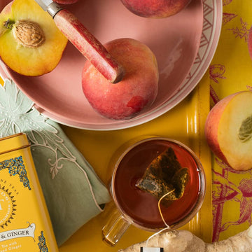 Harney & Sons Peaches & Ginger Black Tea - 20 Count Sachet Tin - Premium Flavored Black Tea for a Refreshing Brew