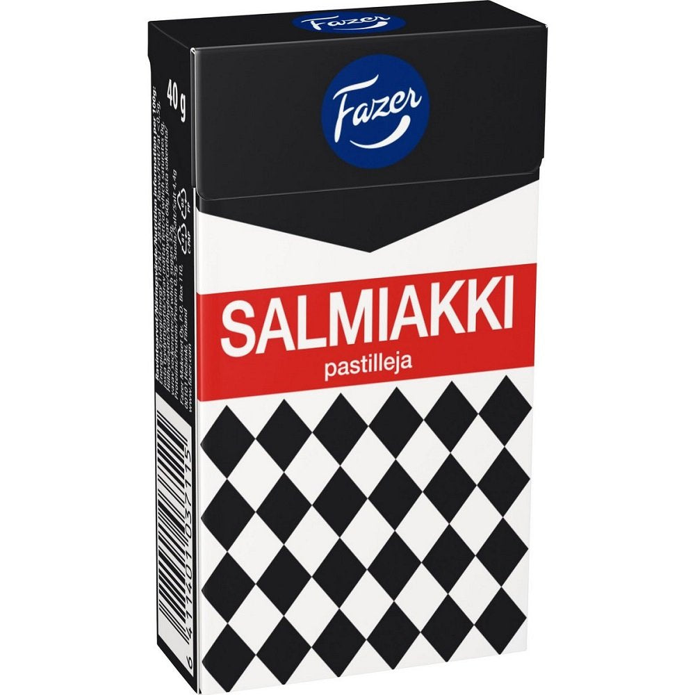 4 Boxes X 40G Of Fazer Salmiakki - Original Finnish Salty Liquorice - Salmiak - Pastilles - Dragees - Drops - Candies - Sweets