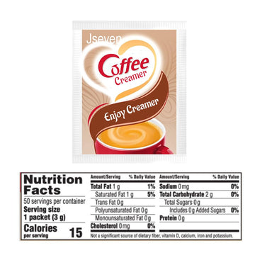 Coffee Creamer And Sugar Packets Set, Individual Serving Portions, 50 Creamer Single Package (3G) And 50 Sugar Single Pack(4G)