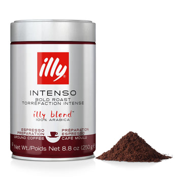Illy Intenso Ground Espresso Coffee, Bold Roast, Intense, Robust And Full Flavored With Notes Of Deep Cocoa, 100% Arabica Coffee