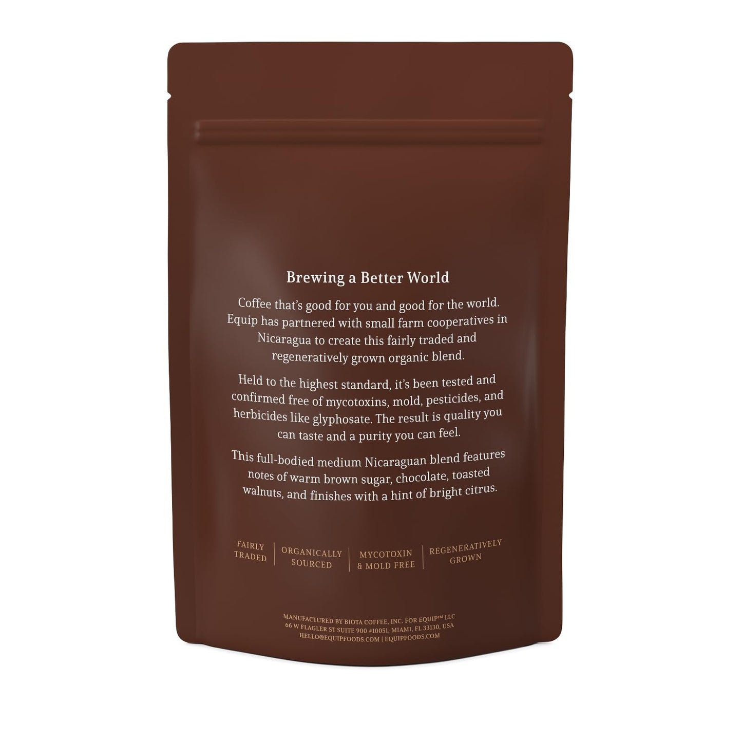 Equip Foods Clean Coffee | Gold Standard, Certified Organic, Fair Trade, Regenerative | Medium Roast, Whole Bean, Nicaragua | Br