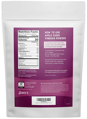 Judees Apple Cider Vinegar Powder - Gluten-Free, Keto-Friendly - 48 Ounce