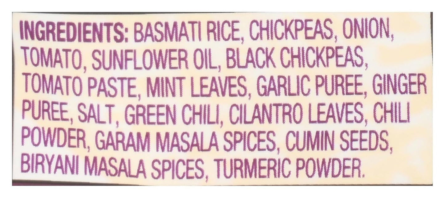 Pataks Delhi Spiced Rice, Vegetarian Indian Meal with Chickpeas & Basmati Rice, Ready to Eat, 10.05 Ounce (Pack of 6)