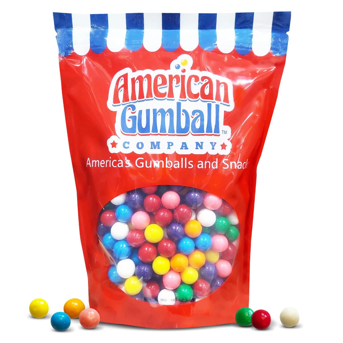 American Gumball Company - .62 Inch Bubble Gum Balls For Small 1/2'' Gumball Machine - 5 Assorted Flavors, Bulk Bag, 2 Pounds