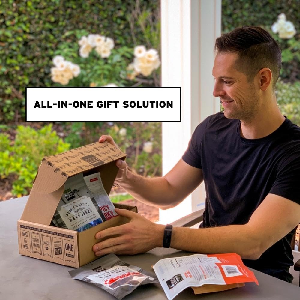 People's Choice Beef Jerky - Jerky Box - One of Everything - Gift for Dad - Protein Snacks Military Care Package - Husband Chris